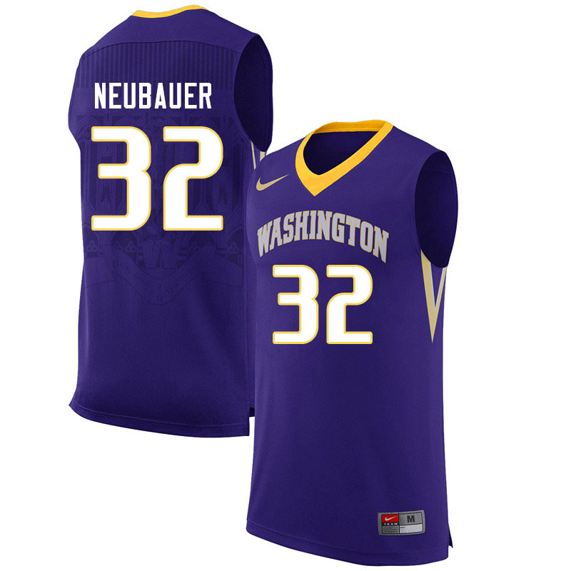 Men #32 Noah Neubauer Washington Huskies College Basketball Jerseys Sale-Purple